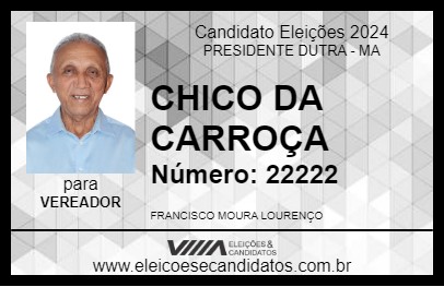 Candidato CHICO DA CARROÇA 2024 - PRESIDENTE DUTRA - Eleições