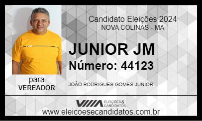 Candidato JUNIOR JM 2024 - NOVA COLINAS - Eleições