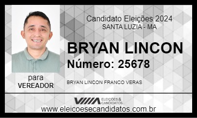 Candidato BRYAN LINCON 2024 - SANTA LUZIA - Eleições