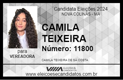 Candidato CAMILA TEIXEIRA 2024 - NOVA COLINAS - Eleições