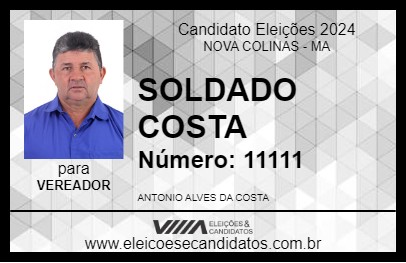 Candidato SOLDADO COSTA 2024 - NOVA COLINAS - Eleições