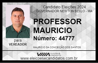 Candidato PROFESSOR MAURICIO 2024 - GOVERNADOR NEWTON BELLO - Eleições