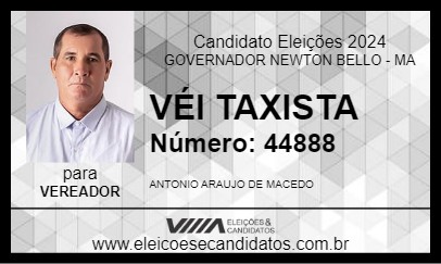 Candidato VÉI TAXISTA 2024 - GOVERNADOR NEWTON BELLO - Eleições