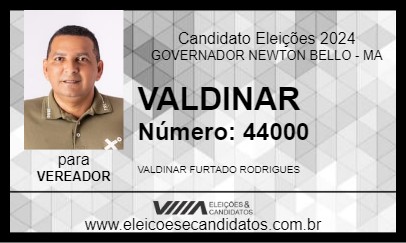 Candidato VALDINAR 2024 - GOVERNADOR NEWTON BELLO - Eleições