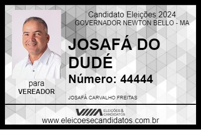 Candidato JOSAFÁ DO DUDÉ 2024 - GOVERNADOR NEWTON BELLO - Eleições