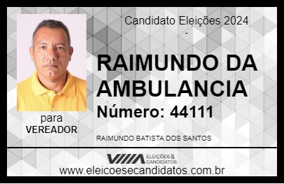 Candidato RAIMUNDO DA AMBULANCIA 2024 - GOVERNADOR NEWTON BELLO - Eleições