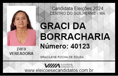 Candidato GRACI DA BORRACHARIA 2024 - CENTRO DO GUILHERME - Eleições