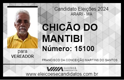 Candidato CHICÃO DO MANTIBI 2024 - ARARI - Eleições