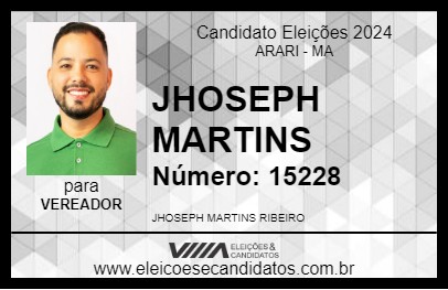 Candidato JHOSEPH MARTINS 2024 - ARARI - Eleições