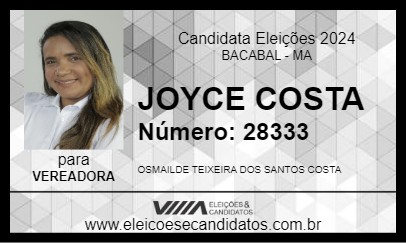 Candidato JOYCE COSTA 2024 - BACABAL - Eleições