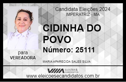 Candidato CIDINHA DO POVO 2024 - IMPERATRIZ - Eleições