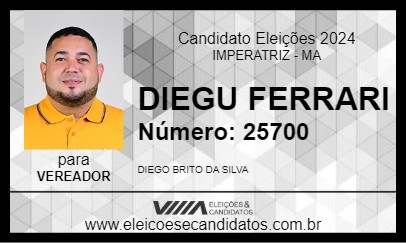 Candidato DIEGU FERRARI 2024 - IMPERATRIZ - Eleições