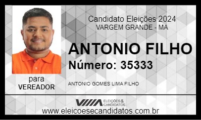 Candidato ANTONIO FILHO 2024 - VARGEM GRANDE - Eleições