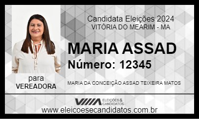 Candidato MARIA ASSAD 2024 - VITÓRIA DO MEARIM - Eleições