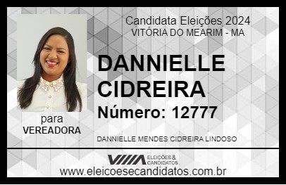 Candidato DANNIELLE CIDREIRA 2024 - VITÓRIA DO MEARIM - Eleições