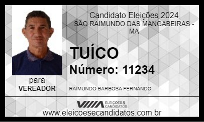 Candidato TUÍCO 2024 - SÃO RAIMUNDO DAS MANGABEIRAS - Eleições