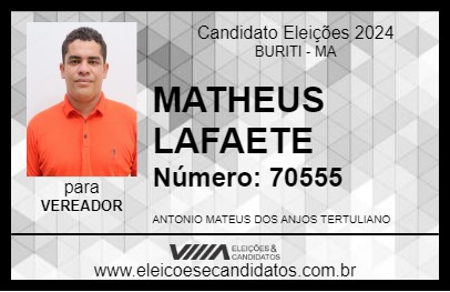 Candidato MATHEUS LAFAETE 2024 - BURITI - Eleições