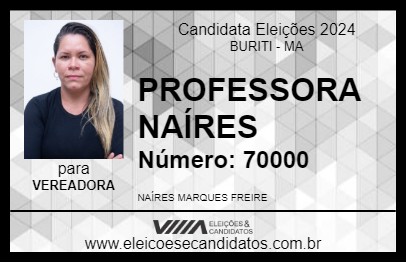 Candidato PROFESSORA NAÍRES 2024 - BURITI - Eleições