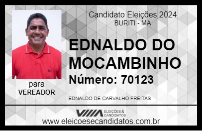 Candidato EDNALDO DO MOCAMBINHO 2024 - BURITI - Eleições