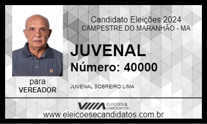 Candidato JUVENAL 2024 - CAMPESTRE DO MARANHÃO - Eleições