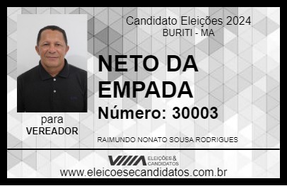 Candidato NETO DA EMPADA 2024 - BURITI - Eleições