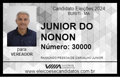 Candidato JUNIOR DO NONON 2024 - BURITI - Eleições