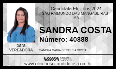 Candidato SANDRA COSTA  2024 - SÃO RAIMUNDO DAS MANGABEIRAS - Eleições