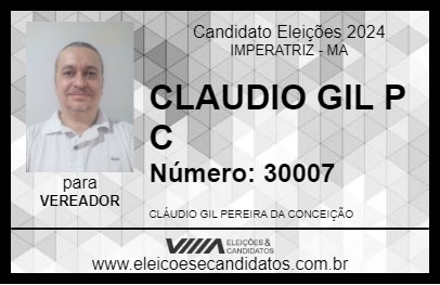 Candidato CLAUDIO GIL P C 2024 - IMPERATRIZ - Eleições