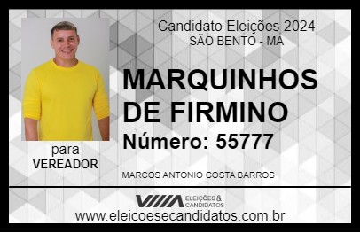 Candidato MARQUINHOS DE FIRMINO 2024 - SÃO BENTO - Eleições