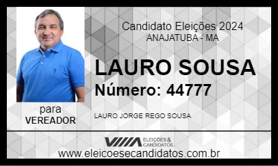 Candidato LAURO SOUSA 2024 - ANAJATUBA - Eleições