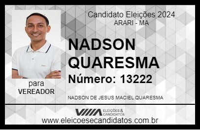 Candidato NADSON QUARESMA 2024 - ARARI - Eleições