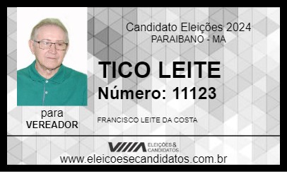 Candidato TICO LEITE  2024 - PARAIBANO - Eleições