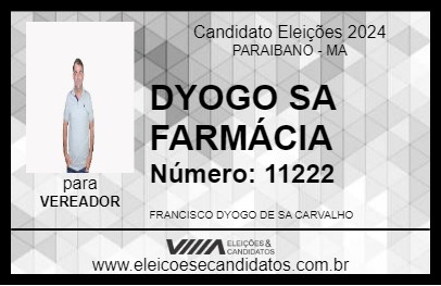 Candidato DYOGO DA FARMÁCIA 2024 - PARAIBANO - Eleições