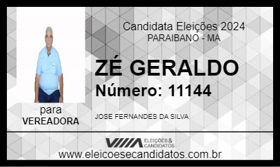 Candidato ZÉ DO GERALDO 2024 - PARAIBANO - Eleições