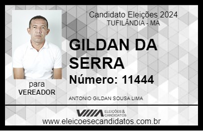 Candidato GILDAN DA SERRA 2024 - TUFILÂNDIA - Eleições