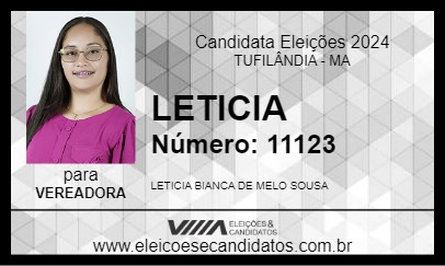 Candidato LETICIA 2024 - TUFILÂNDIA - Eleições