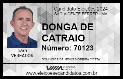 Candidato DONGA DE CATRAIO 2024 - SÃO VICENTE FERRER - Eleições