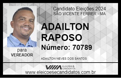 Candidato ADAILTON RAPOSO 2024 - SÃO VICENTE FERRER - Eleições