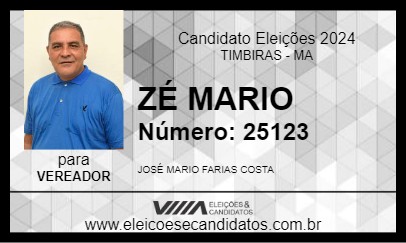 Candidato ZÉ MARIO 2024 - TIMBIRAS - Eleições