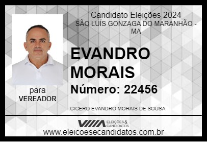 Candidato EVANDRO MORAIS 2024 - SÃO LUÍS GONZAGA DO MARANHÃO - Eleições