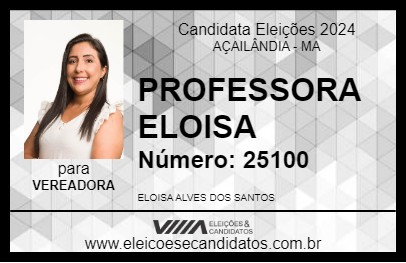 Candidato PROFESSORA ELOISA 2024 - AÇAILÂNDIA - Eleições