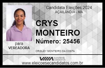 Candidato CRYS MONTEIRO 2024 - AÇAILÂNDIA - Eleições