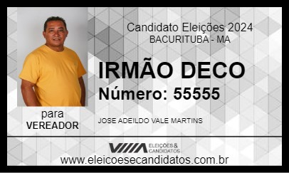 Candidato IRMÃO DECO 2024 - BACURITUBA - Eleições