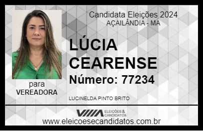 Candidato LÚCIA CEARENSE 2024 - AÇAILÂNDIA - Eleições