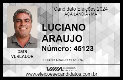 Candidato LUCIANO ARAUJO 2024 - AÇAILÂNDIA - Eleições