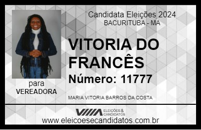 Candidato VITORIA DO FRANCÊS 2024 - BACURITUBA - Eleições