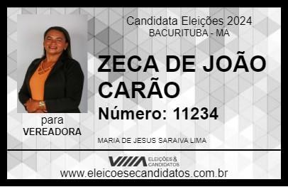 Candidato ZECA DE JOÃO CARÃO 2024 - BACURITUBA - Eleições