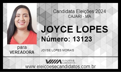 Candidato JOYCE LOPES 2024 - CAJARI - Eleições