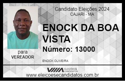 Candidato ENOCK DA BOA VISTA 2024 - CAJARI - Eleições