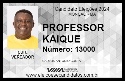 Candidato PROFESSOR KAIQUE 2024 - MONÇÃO - Eleições